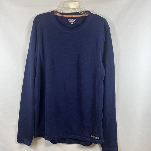 Omni Wool Shirt Men's Size XL Blue Base Layer Crew Top Long Sleeve Layering - Picture 1 of 5